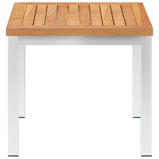 Garten-Beistelltisch 45 x 45 x 38 cm Teak Massivholz Edelstahl