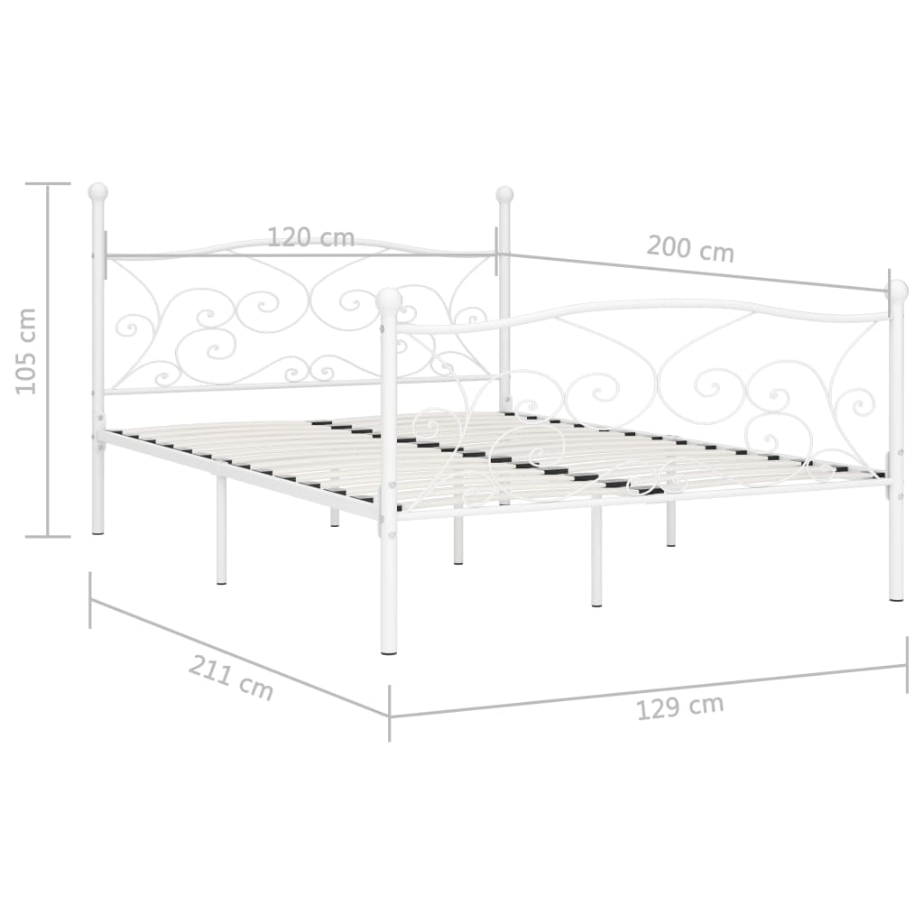 Bettgestell mit Lattenrost Weiß Metall 120×200 cm