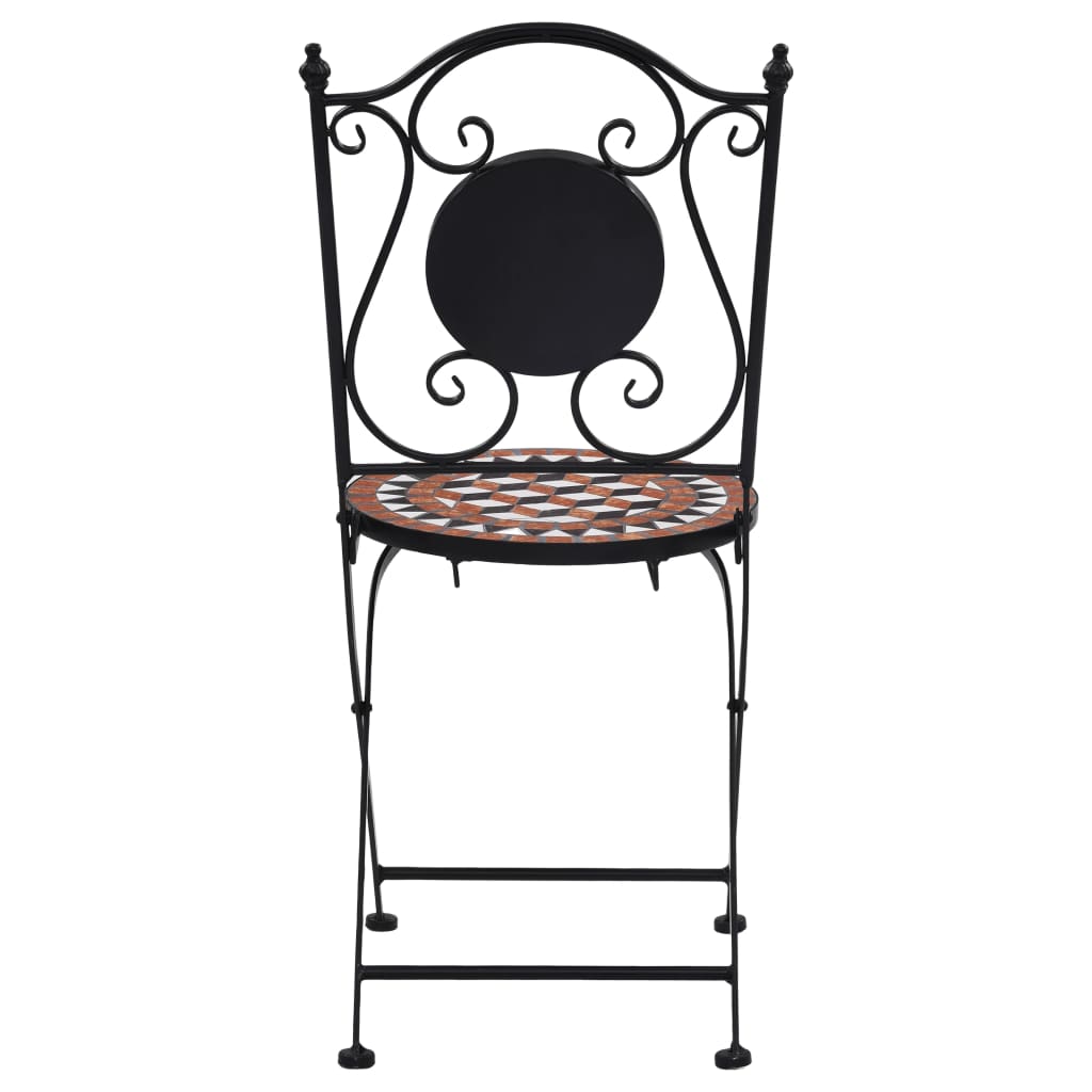 3-tlg. Bistro-Set Mosaik Keramik Terrakotta