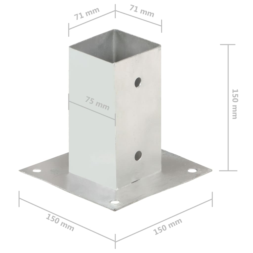 Stolpeanker 4 stk Galvaniseret metal 71 mm
