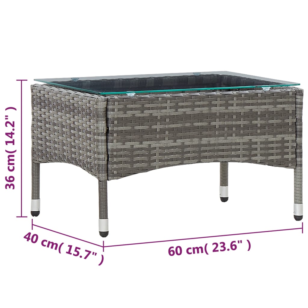 Couchtisch Grau 60x40x36 cm Poly Rattan