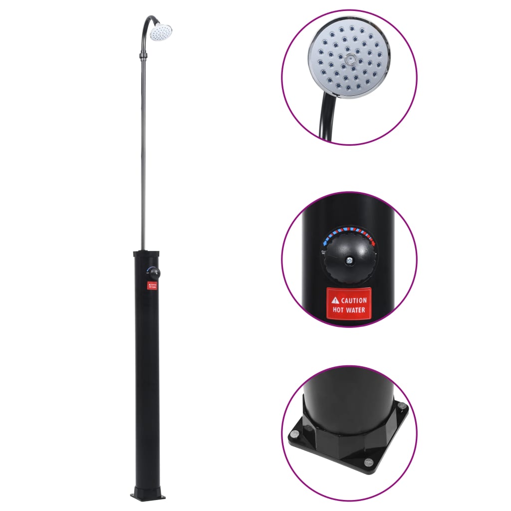 Garden Solar Shower Sort 215 cm 8 L