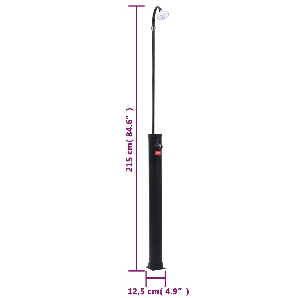 Garden Solar Shower Sort 215 cm 8 L