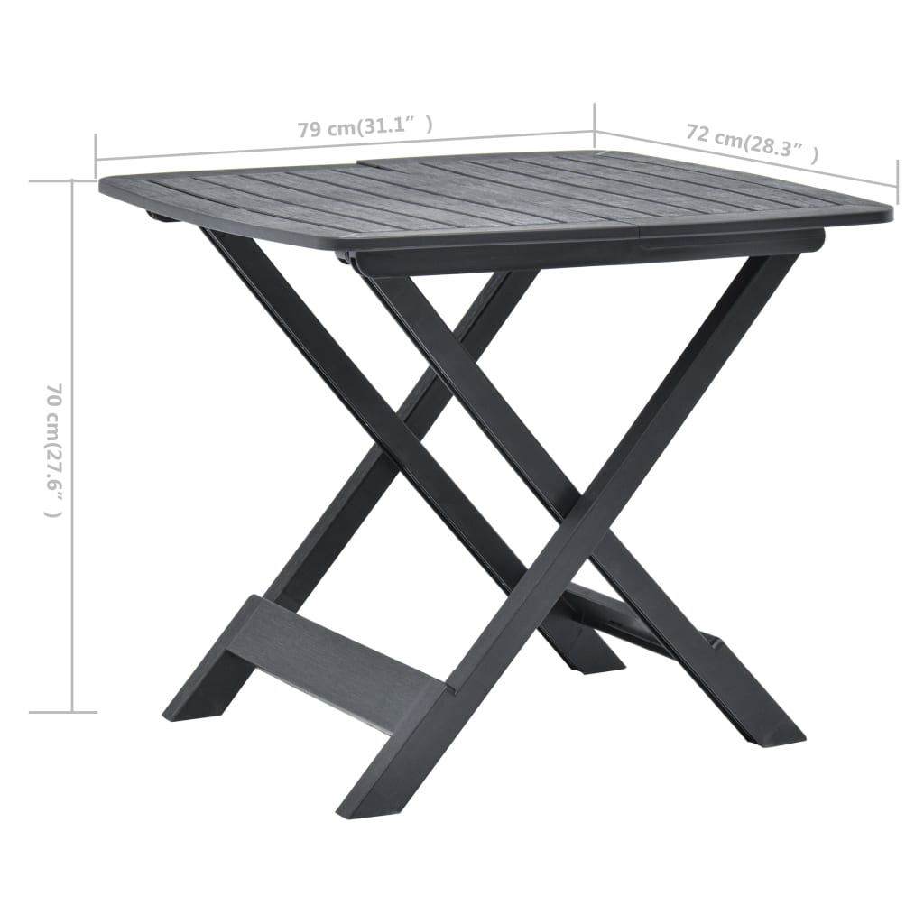 Gartentisch Klappbar Anthrazit 79x72x70 cm Kunststoff