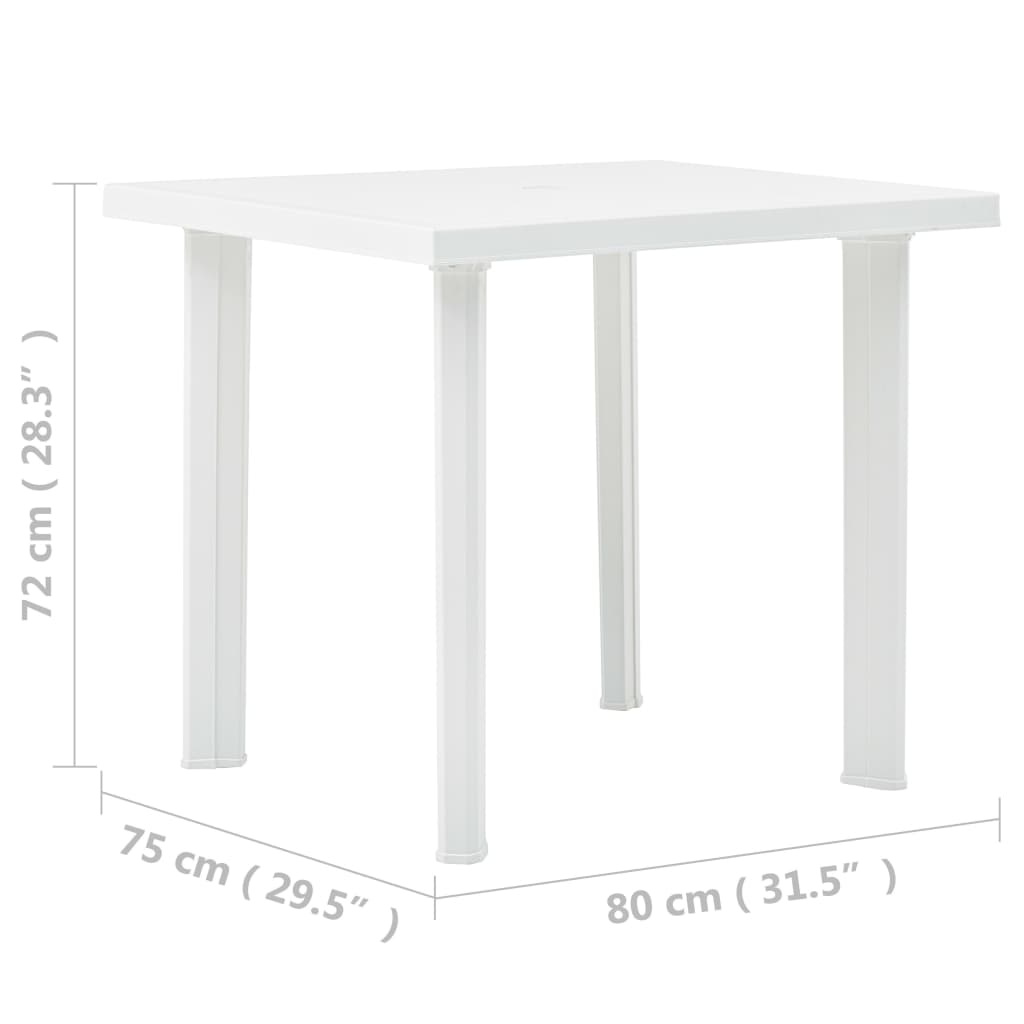 Havebord Hvid 80x75x72 cm Plast