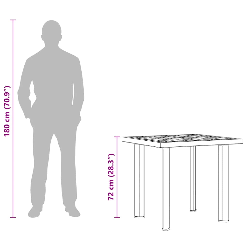 Gartentisch Weiß 80x75x72 cm Kunststoff