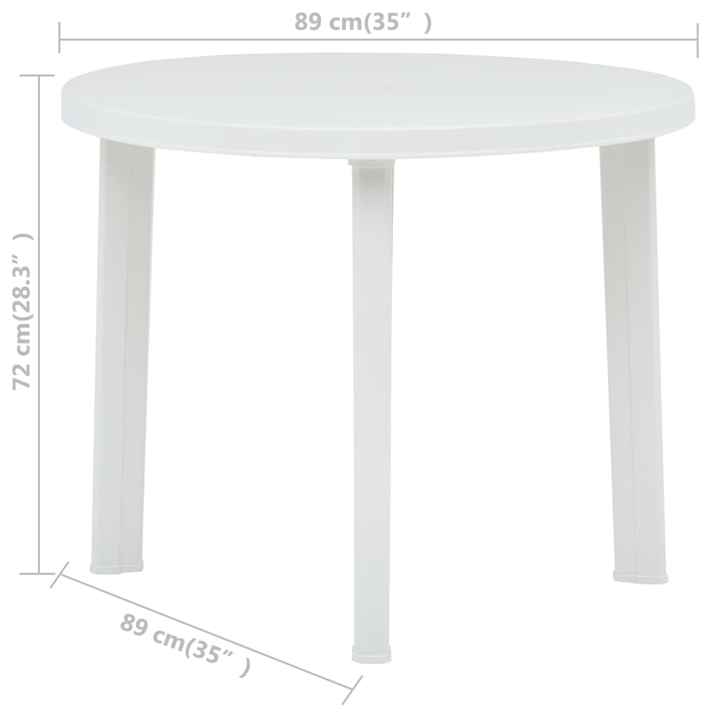 Gartentisch Weiß 89 cm Kunststoff
