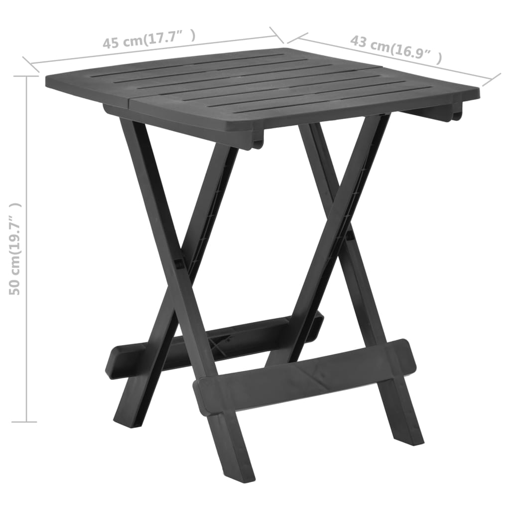 Havebord Sammenklappeligt antracit 45x43x50 cm Plast