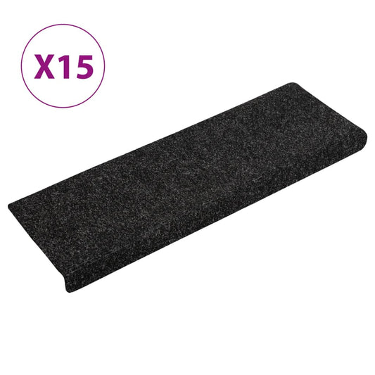 Stufenmatten Selbstklebend 15 Stk. 65x21x4 cm Schwarz Rechteckiger Rand