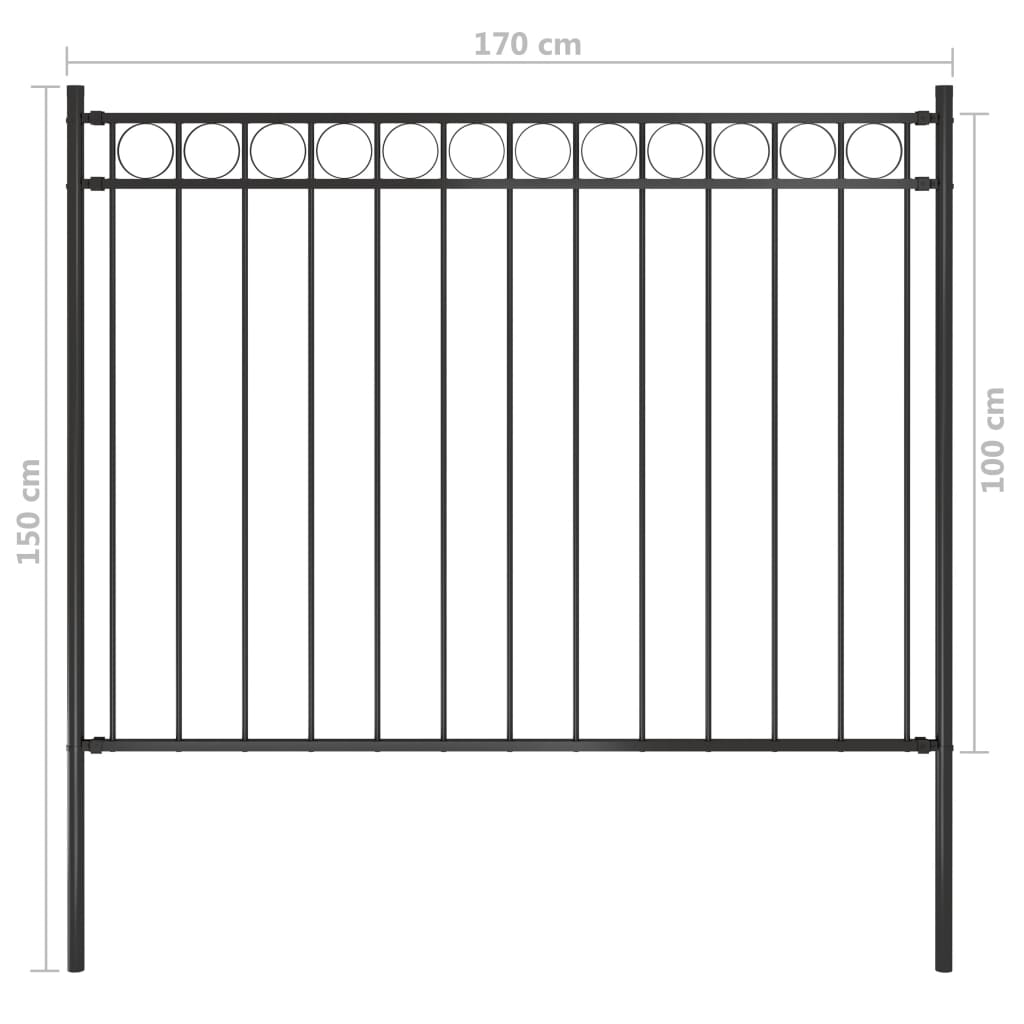 Gartenzaun Stahl 1,81x1 m Schwarz