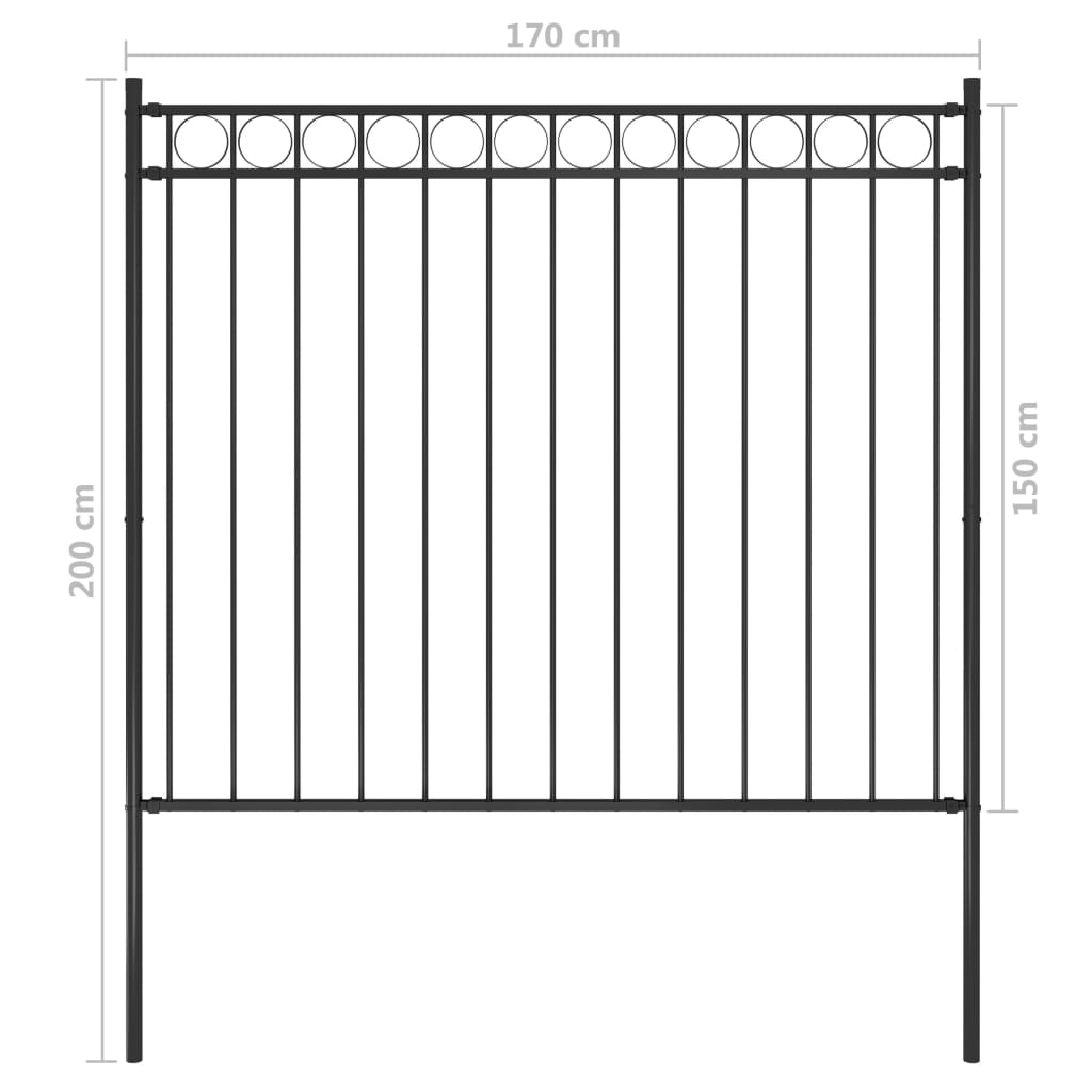 Gartenzaun Stahl 1,81x1,5 m Schwarz