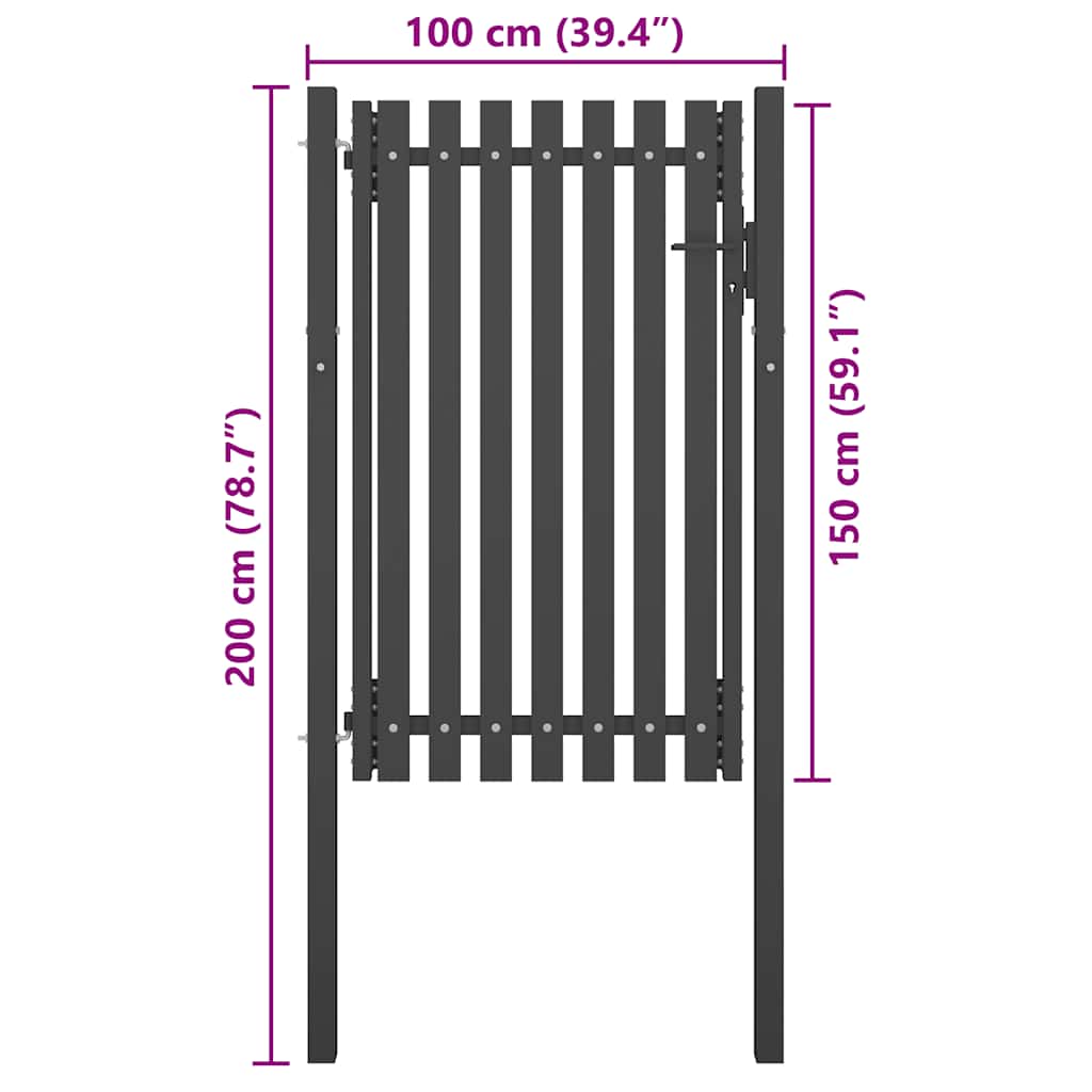 Gartentor Stahl 1x2 m Anthrazit