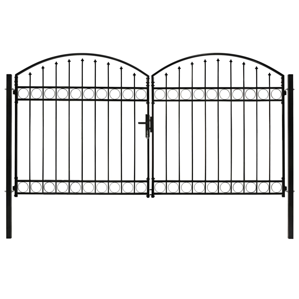 Hegnslåge Dobbeltfløjet Buet Top Stål 300x175 cm Sort