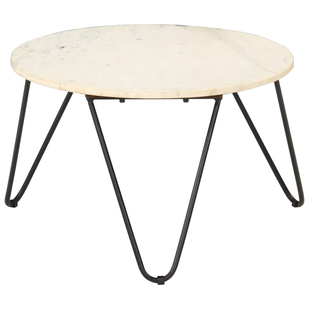 Couchtisch Weiß 65x65x42 cm Echtstein in Marmoroptik