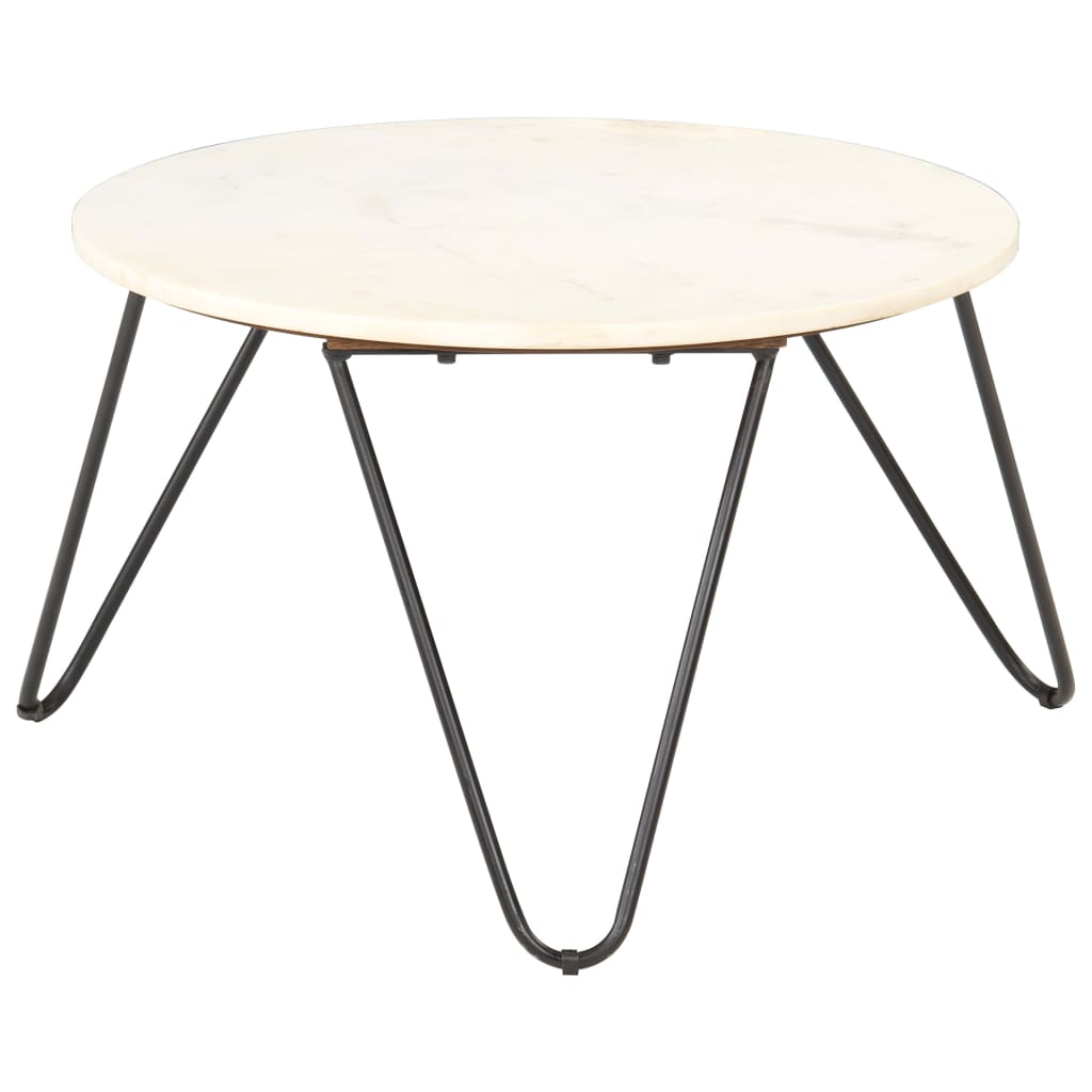 Couchtisch Weiß 65x65x42 cm Echtstein in Marmoroptik