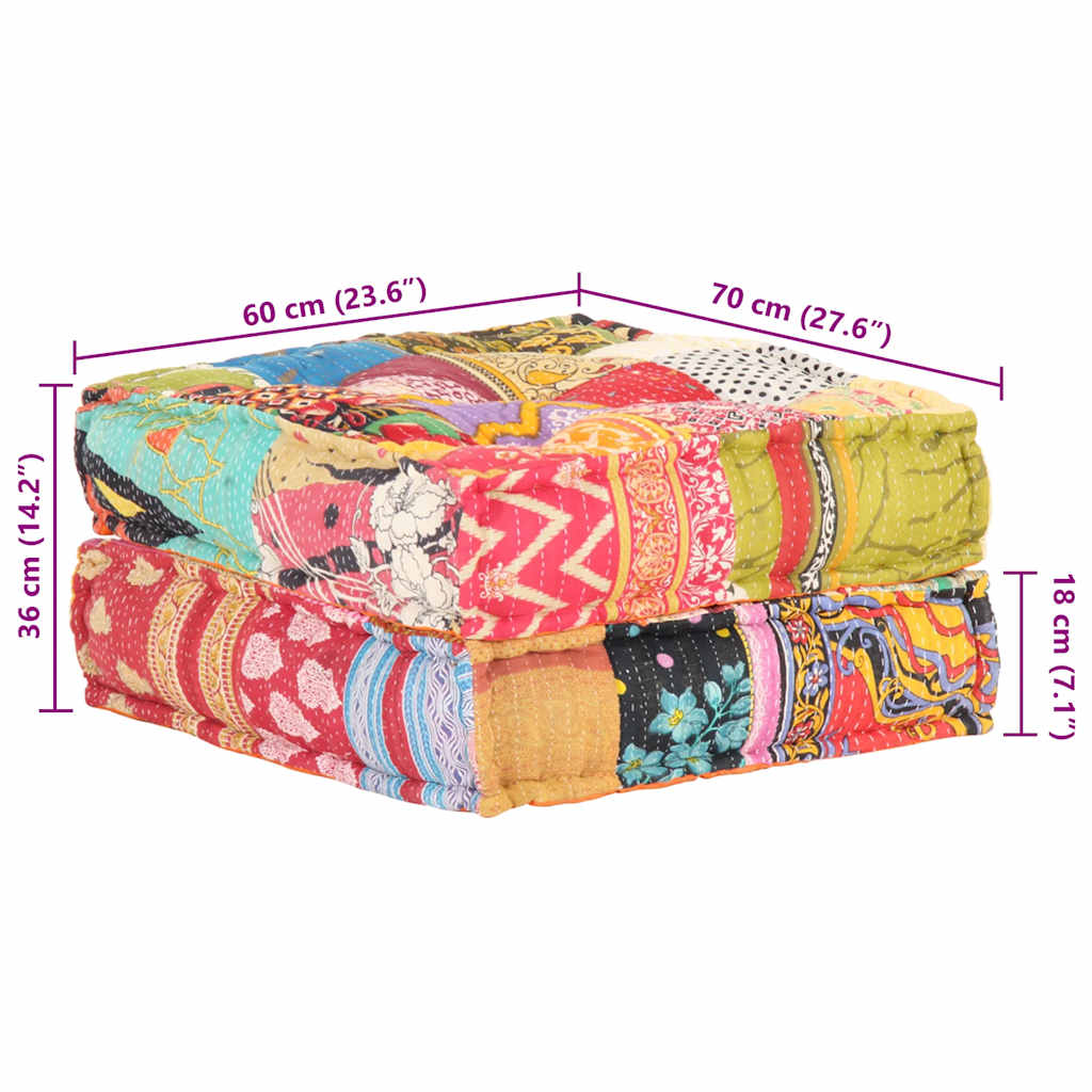 Pouf 60x70x36 cm Patchwork Stoff