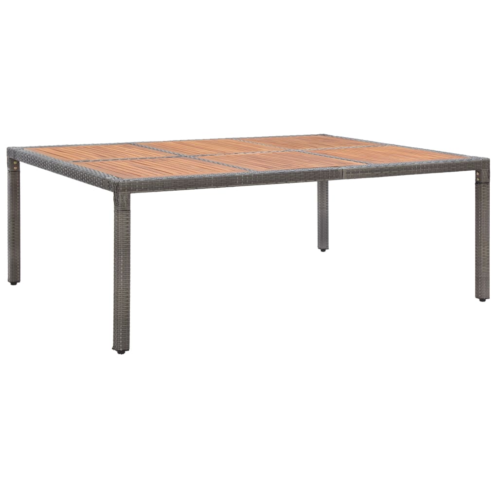 Havebord Grå 200x150x74 cm Polyrattan og akacietræ