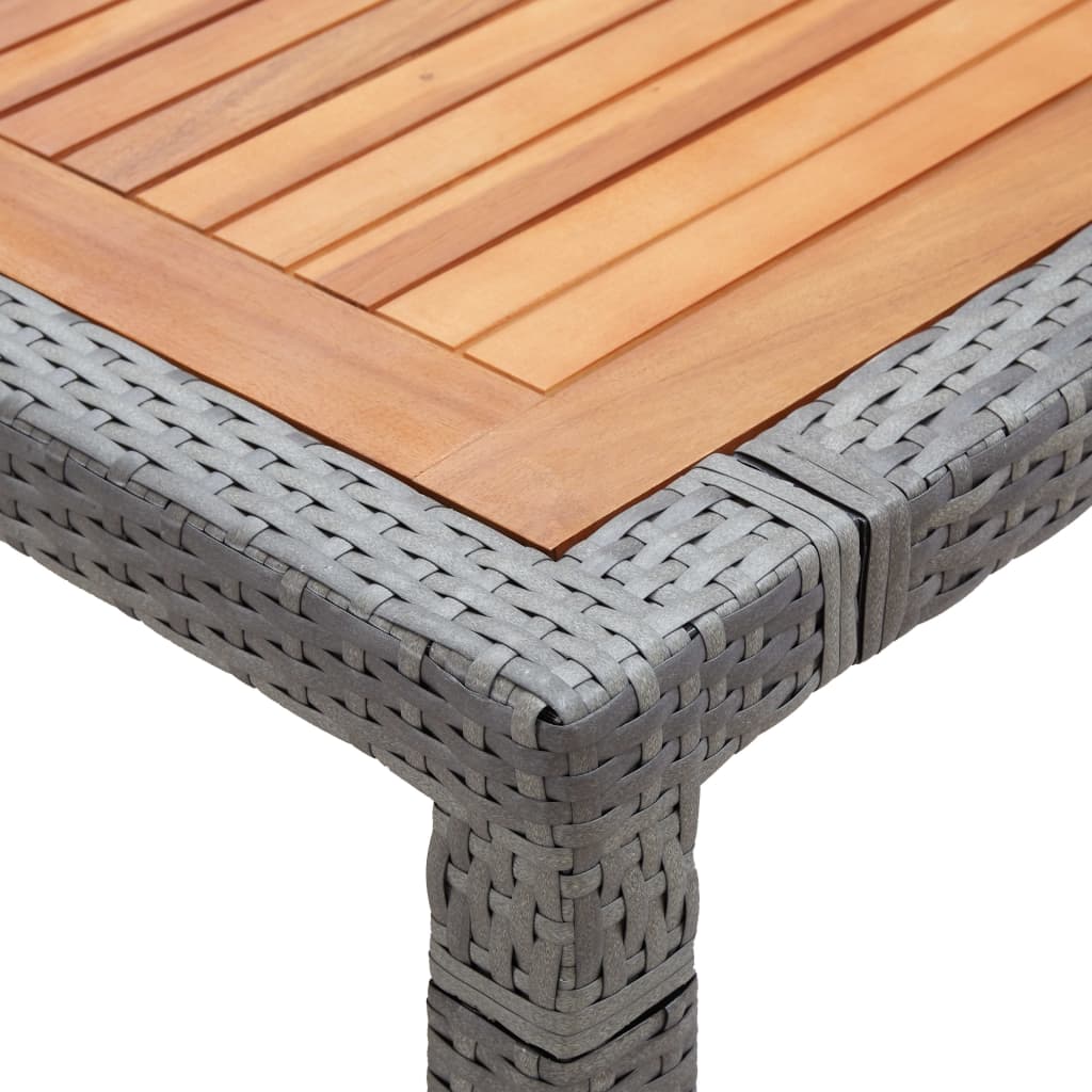 Havebord Grå 200x150x74 cm Polyrattan og akacietræ