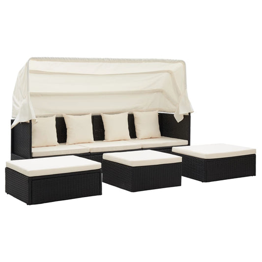 Garden Sun Island med tag sort polyrattan