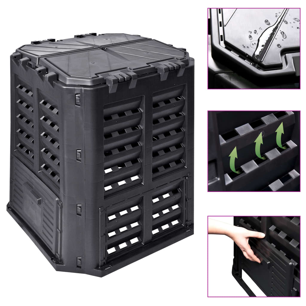 Havekompostor Sort 68,9x68,9x83,9 cm 360 L