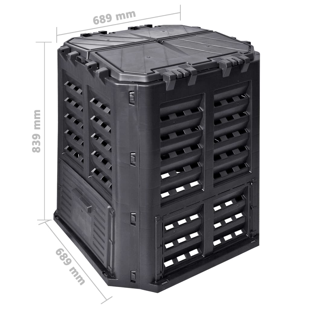 Havekompostor Sort 68,9x68,9x83,9 cm 360 L
