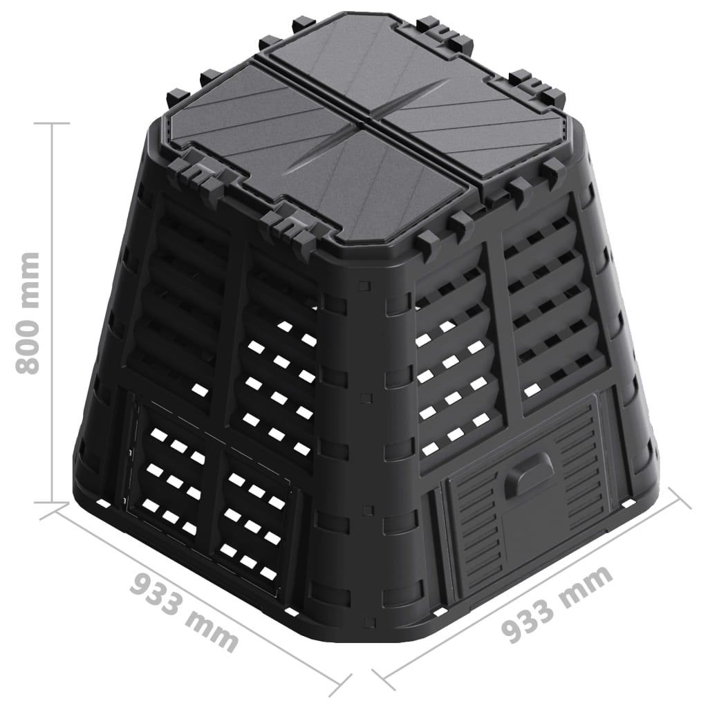 Havekompostor Sort 93,3x93,3x80 cm 480 L