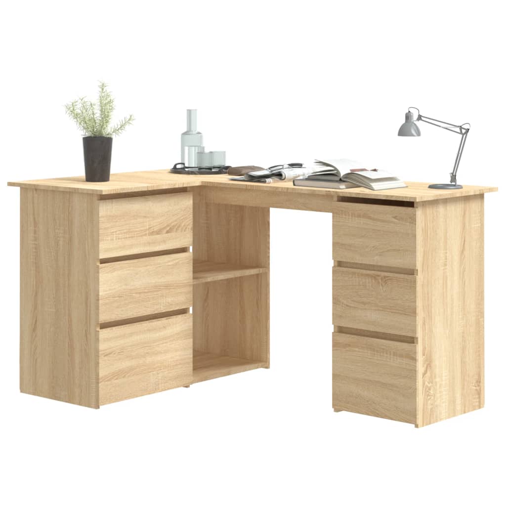 Hjørneskrivebord Sonoma Eg 145x100x76 cm Træmateriale