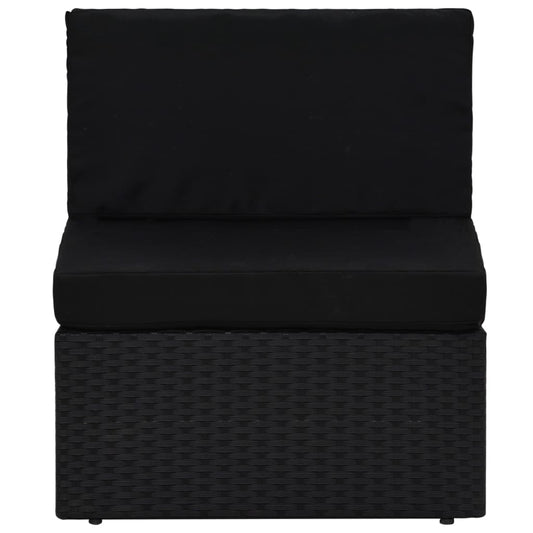Modulares Mittelsofa Poly Rattan Schwarz
