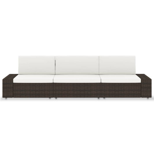 Modulares 3-Sitzer-Sofa Poly Rattan Braun