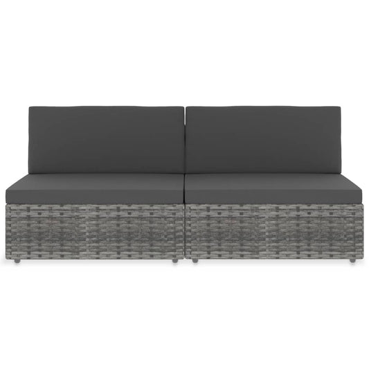 Modulares 2-Sitzer-Sofa Poly Rattan Grau