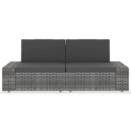 Modulares 2-Sitzer-Sofa Poly Rattan Grau