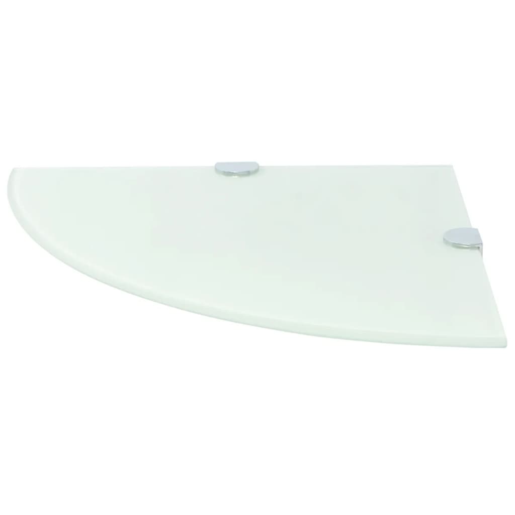 Eckregale 2 Stk. mit Verchromten Halterungen Glas Weiß 25x25 cm