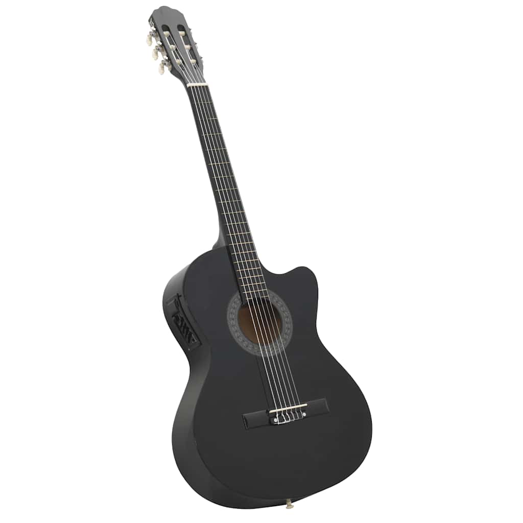 Westerngitarre Cutaway mit Equalizer und 6 Saiten Schwarz
