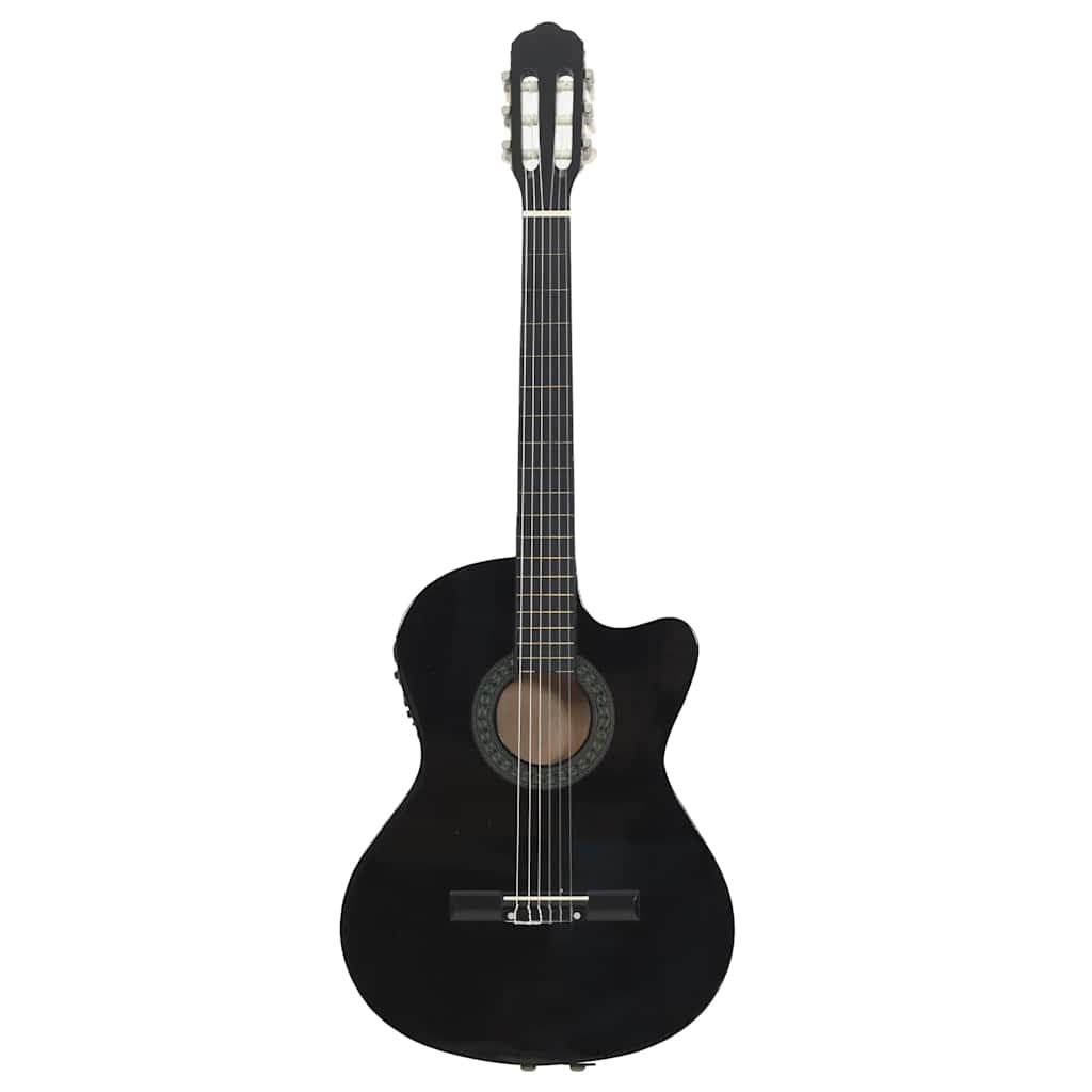 Westerngitarre Cutaway mit Equalizer und 6 Saiten Schwarz