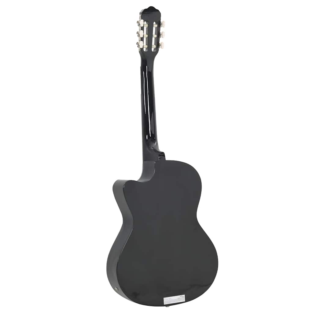 Westerngitarre Cutaway mit Equalizer und 6 Saiten Schwarz