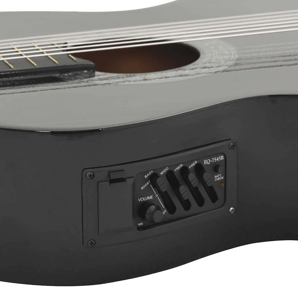 Westerngitarre Cutaway mit Equalizer und 6 Saiten Schwarz