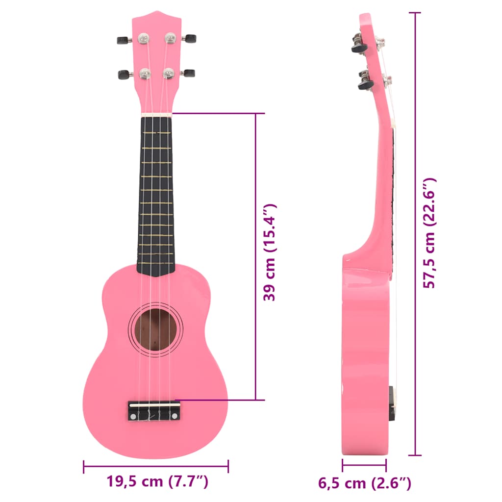 Sopran-Ukulele-Set mit Tasche für Kinder Rosa 23"