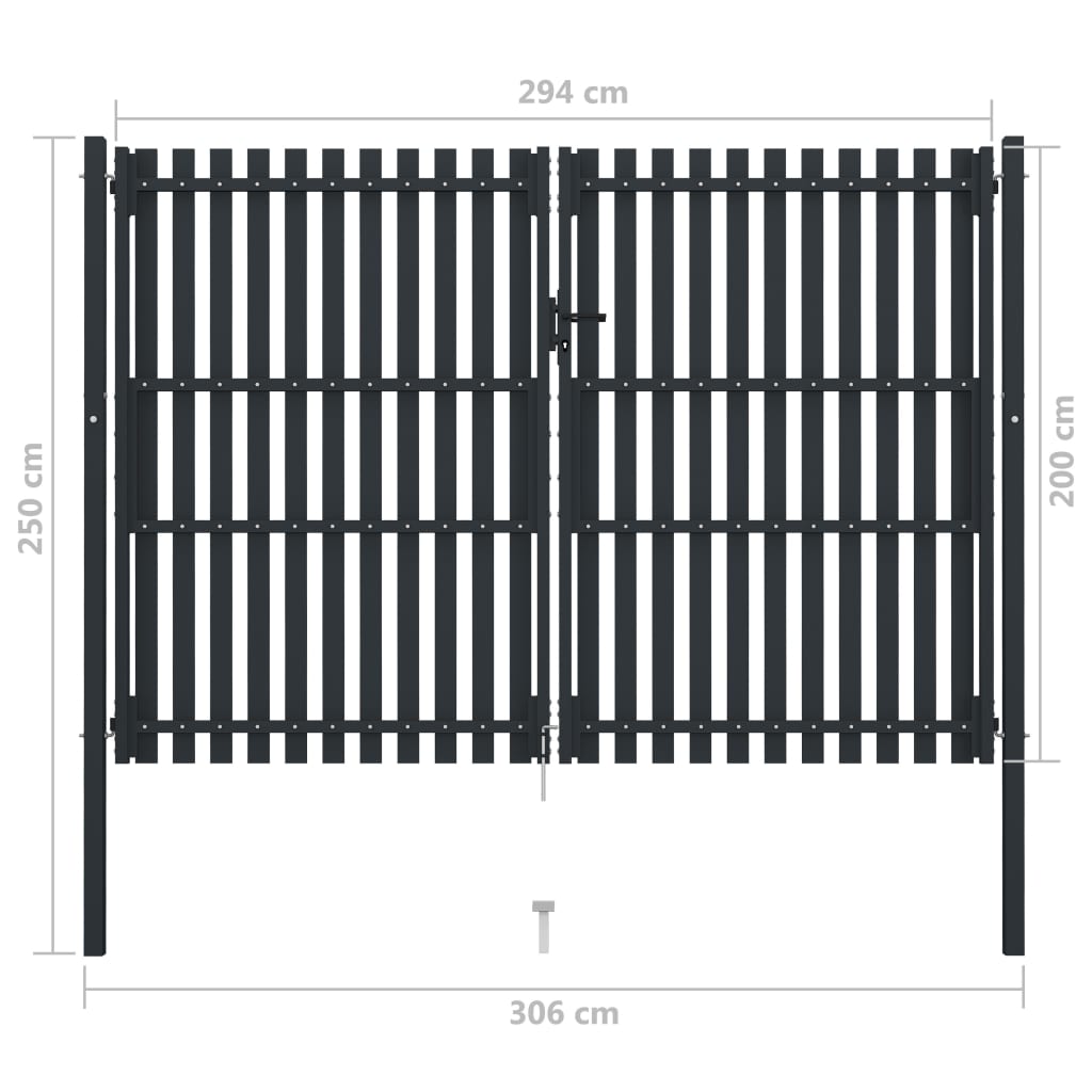 Doppelflügel Zauntor Stahl 306x200 cm Anthrazit