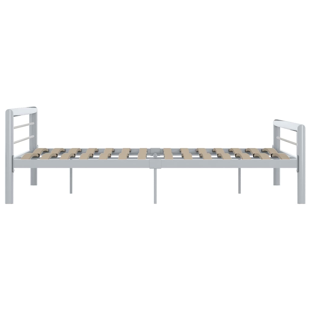 Bettgestell Grau und Weiß Metall 180 × 200 cm
