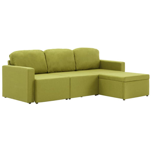 Modulares 3-Sitzer-Schlafsofa Grün Stoff