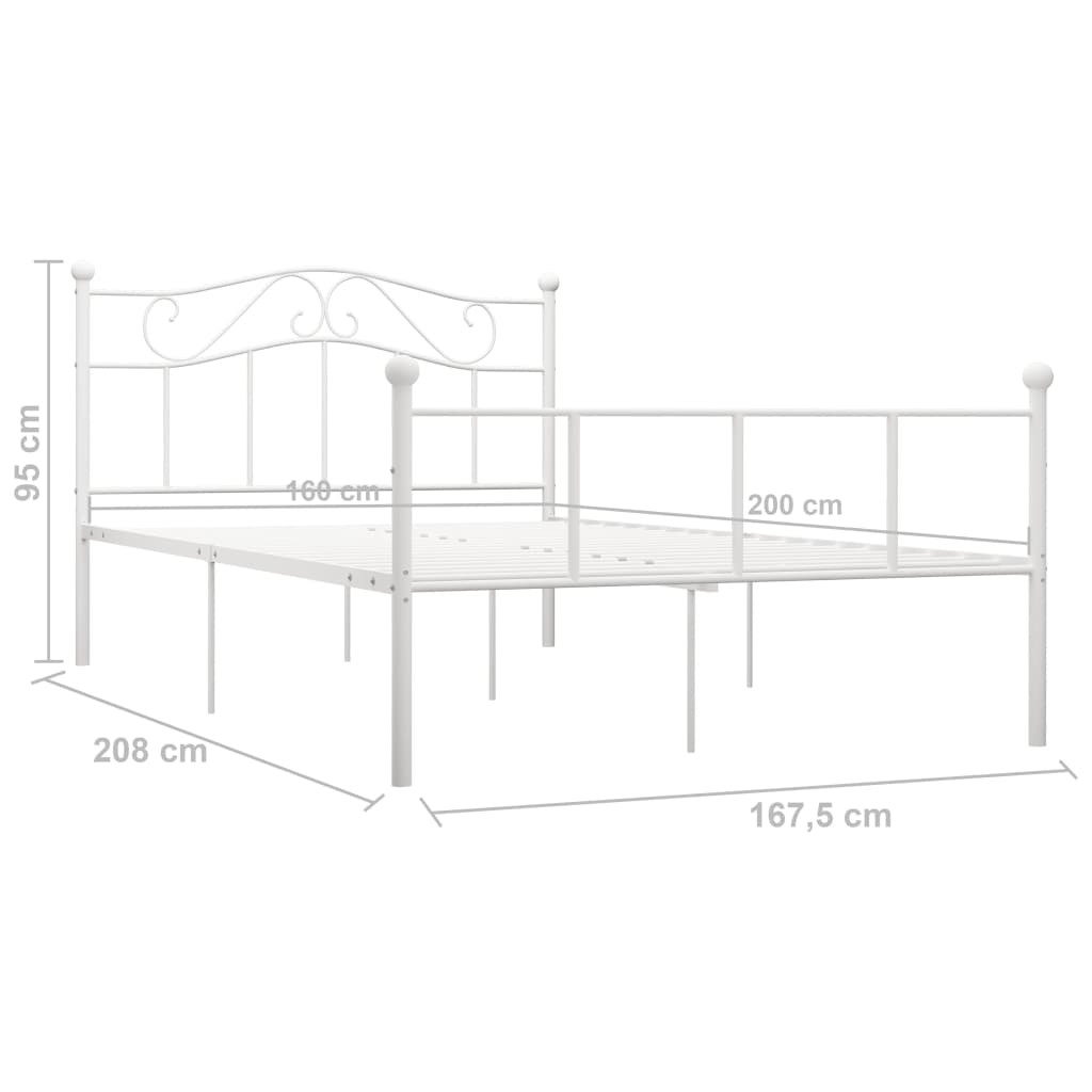 Bettgestell Weiß Metall 160×200 cm