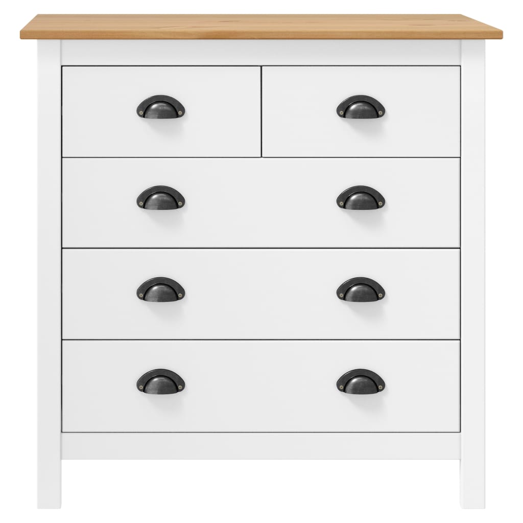 Sideboard Hill Weiß 79x40x80 cm Massivholz Kiefer