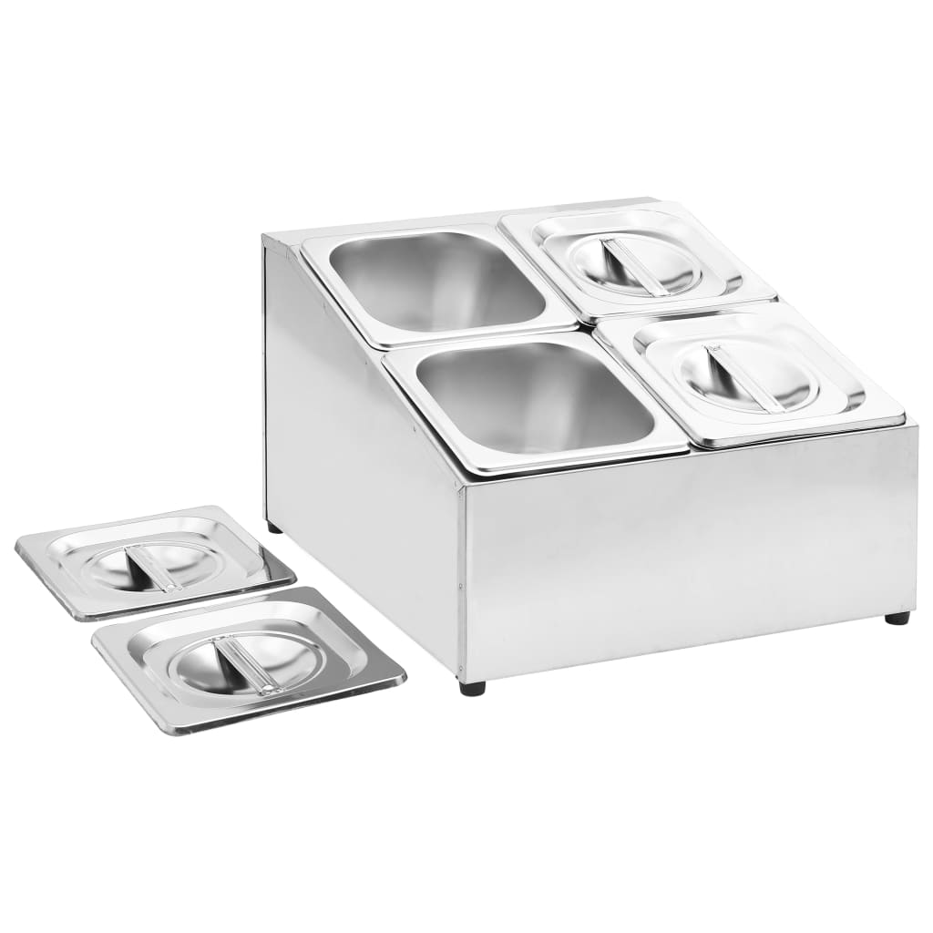 Gastronorm stativ med 4 GN 1/6 beholdere af rustfrit stål