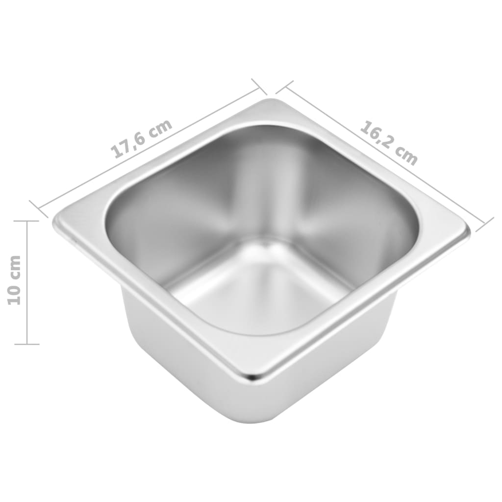 Gastronorm stativ med 6 GN 1/6 beholdere af rustfrit stål