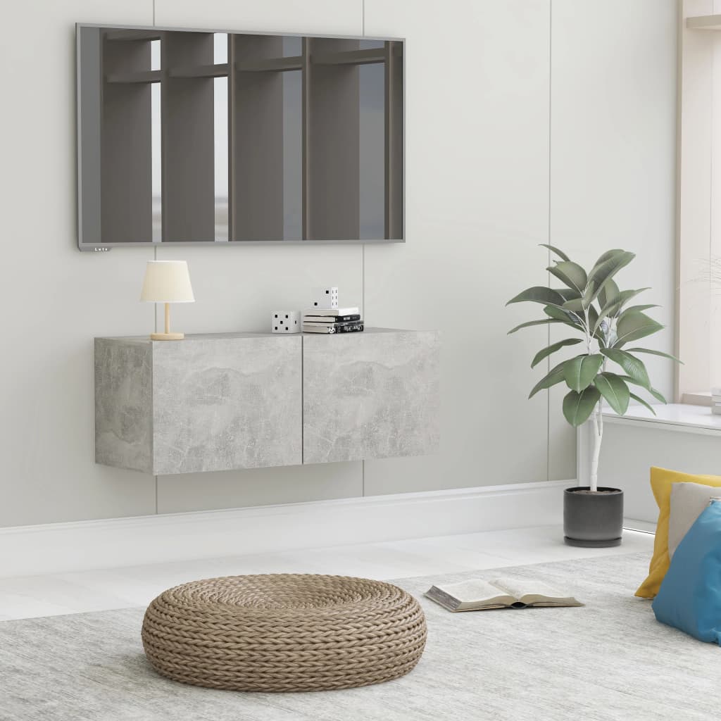 TV-møbel betongrå 80x30x30 cm træmateriale