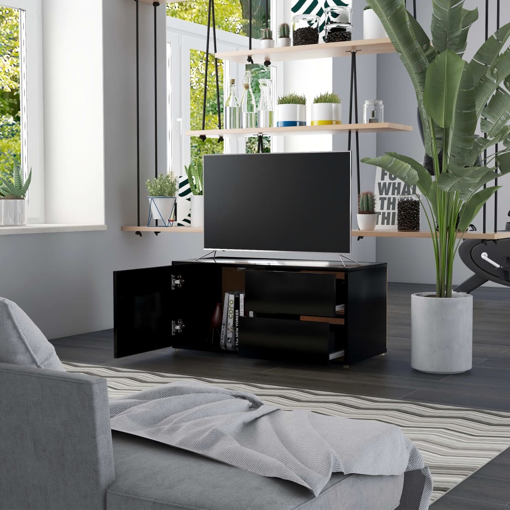 TV-Schrank Schwarz 80x34x36 cm Holzwerkstoff