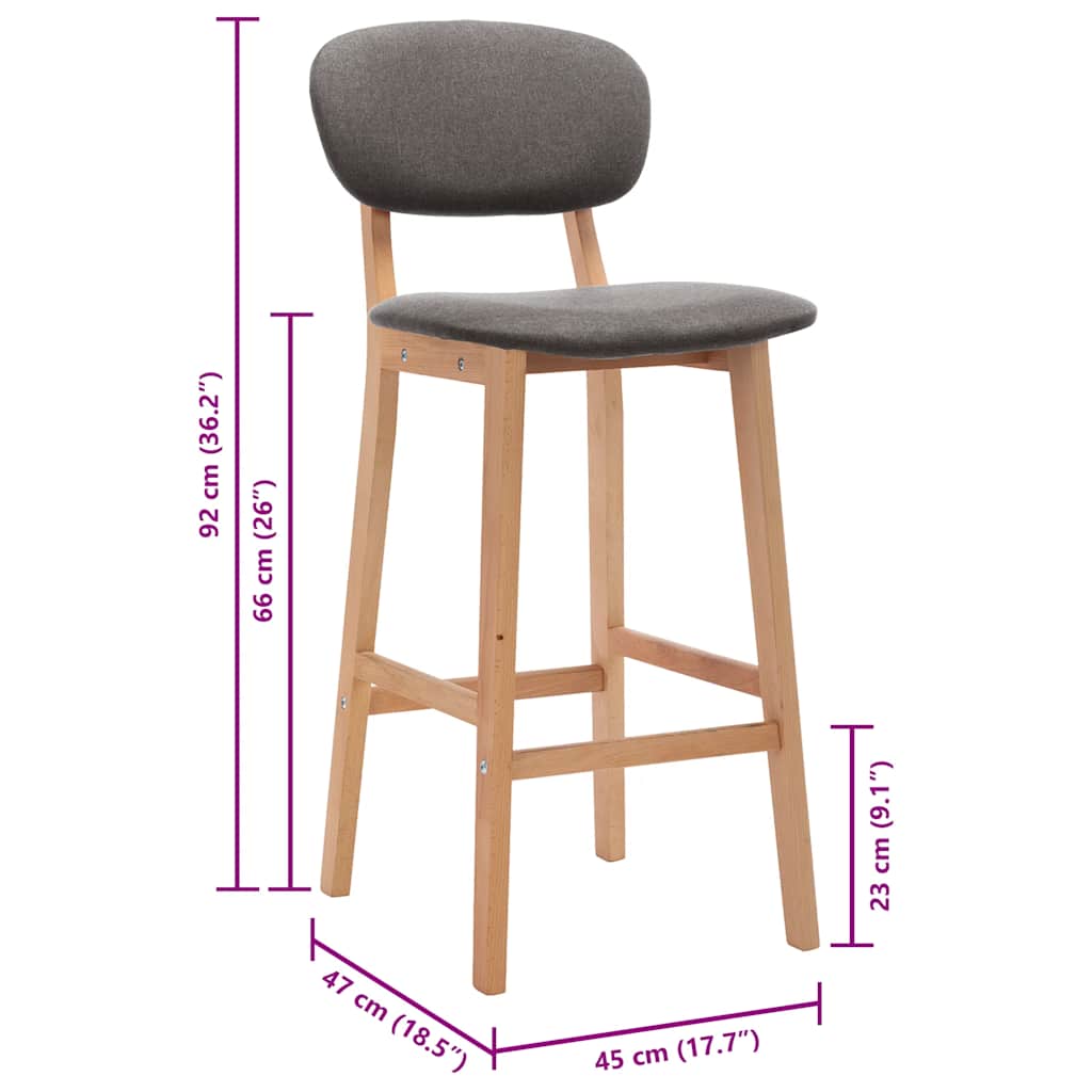 Barhocker 2 Stk. Hellgrau Stoff