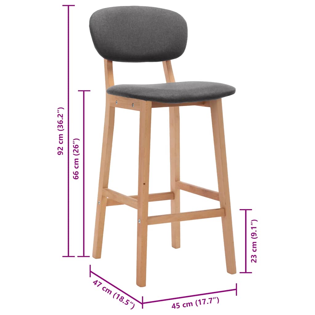 Barhocker 2 Stk. Dunkelgrau Stoff