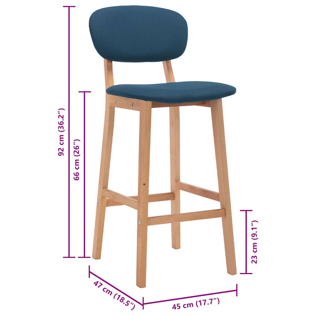 Barhocker 2 Stk. Blau Stoff