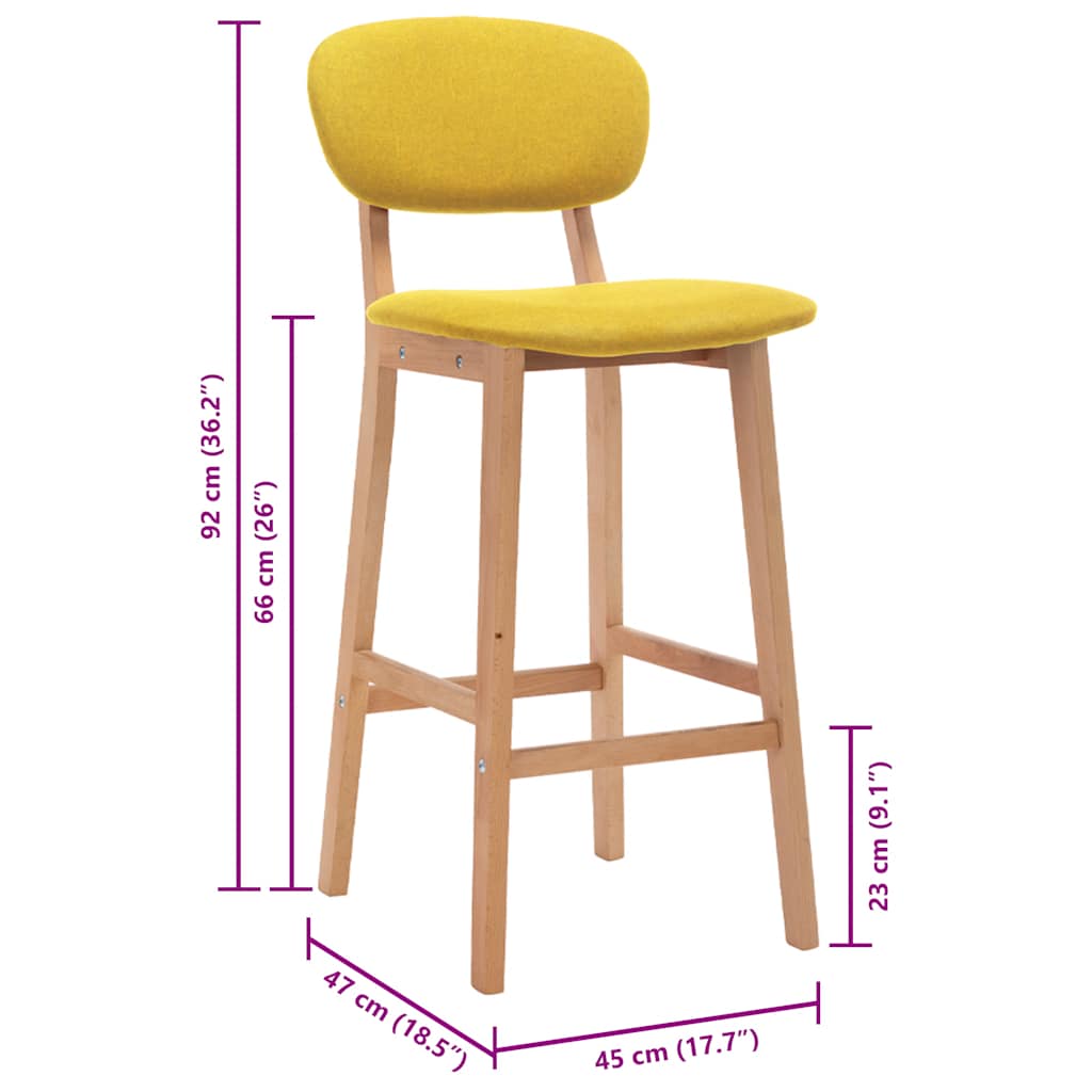 Barhocker 2 Stk. Senfgelb Stoff